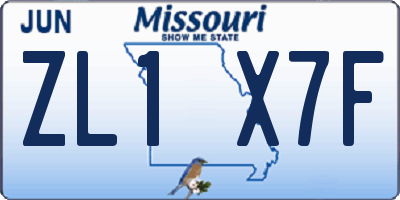 MO license plate ZL1X7F