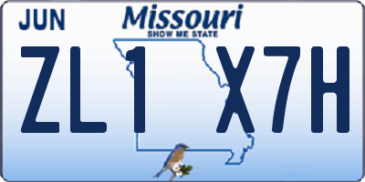 MO license plate ZL1X7H