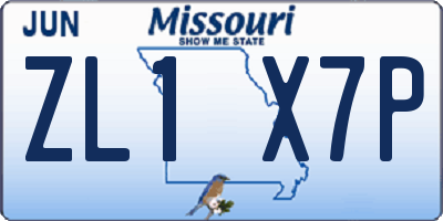 MO license plate ZL1X7P