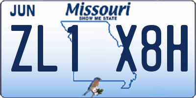 MO license plate ZL1X8H