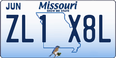 MO license plate ZL1X8L