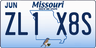 MO license plate ZL1X8S