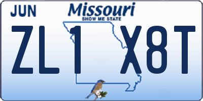 MO license plate ZL1X8T