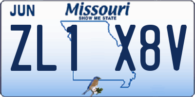MO license plate ZL1X8V