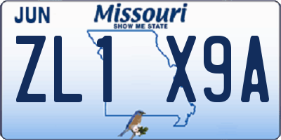 MO license plate ZL1X9A