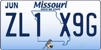 MO license plate ZL1X9G