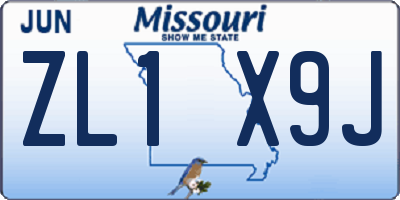 MO license plate ZL1X9J