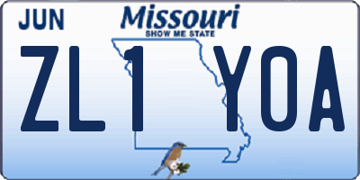 MO license plate ZL1Y0A