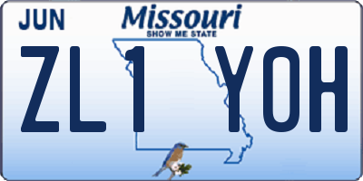 MO license plate ZL1Y0H