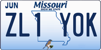 MO license plate ZL1Y0K