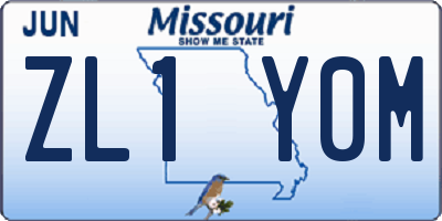 MO license plate ZL1Y0M