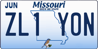 MO license plate ZL1Y0N