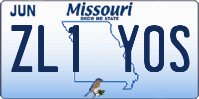 MO license plate ZL1Y0S