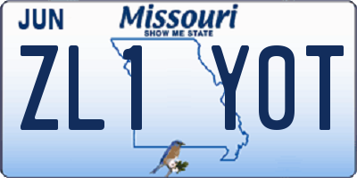 MO license plate ZL1Y0T