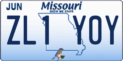 MO license plate ZL1Y0Y
