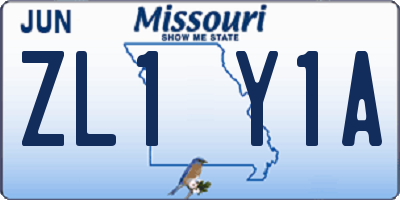 MO license plate ZL1Y1A