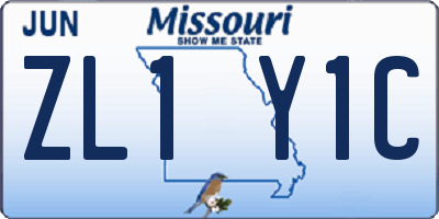 MO license plate ZL1Y1C
