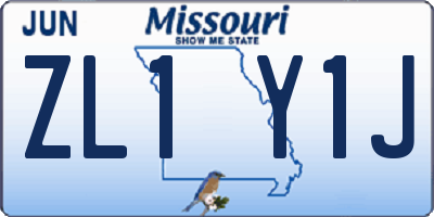 MO license plate ZL1Y1J