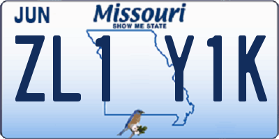 MO license plate ZL1Y1K