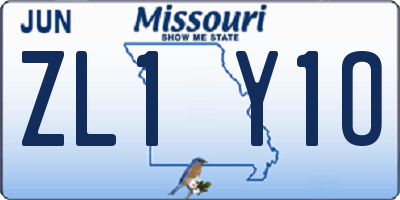MO license plate ZL1Y1O