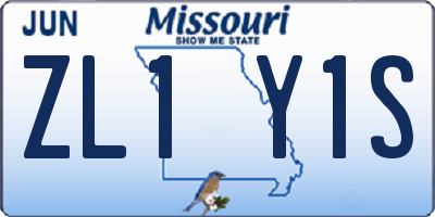 MO license plate ZL1Y1S