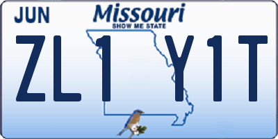 MO license plate ZL1Y1T