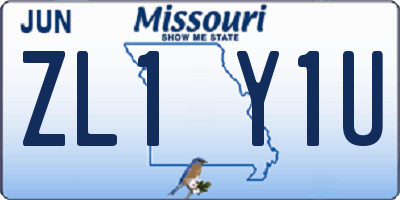 MO license plate ZL1Y1U