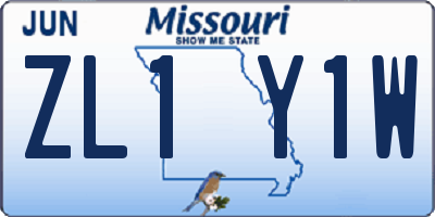 MO license plate ZL1Y1W