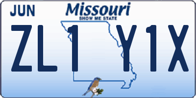 MO license plate ZL1Y1X