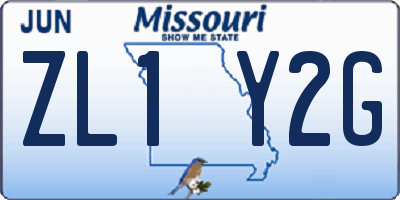 MO license plate ZL1Y2G