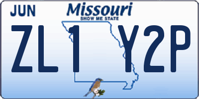 MO license plate ZL1Y2P