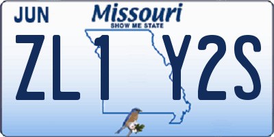 MO license plate ZL1Y2S