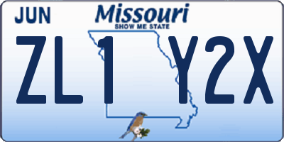 MO license plate ZL1Y2X
