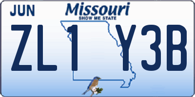 MO license plate ZL1Y3B