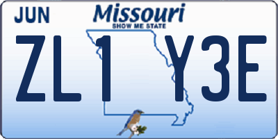 MO license plate ZL1Y3E
