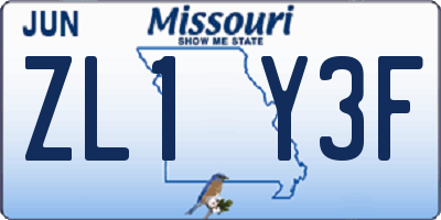 MO license plate ZL1Y3F