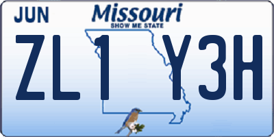 MO license plate ZL1Y3H