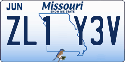 MO license plate ZL1Y3V