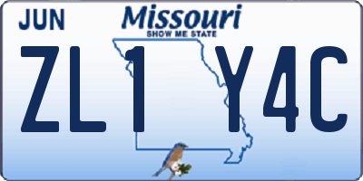 MO license plate ZL1Y4C