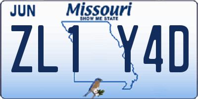 MO license plate ZL1Y4D