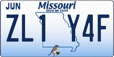 MO license plate ZL1Y4F