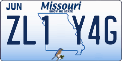 MO license plate ZL1Y4G