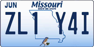 MO license plate ZL1Y4I