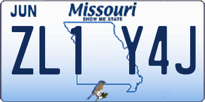 MO license plate ZL1Y4J