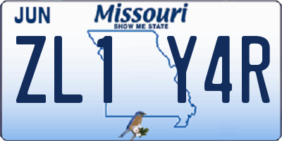 MO license plate ZL1Y4R