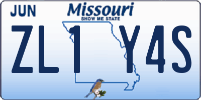 MO license plate ZL1Y4S