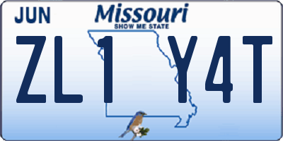 MO license plate ZL1Y4T