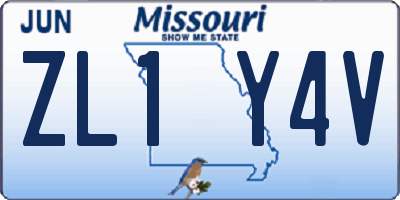 MO license plate ZL1Y4V