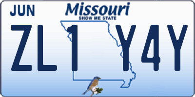 MO license plate ZL1Y4Y