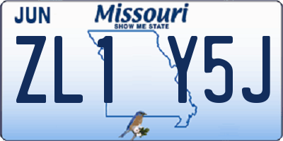 MO license plate ZL1Y5J